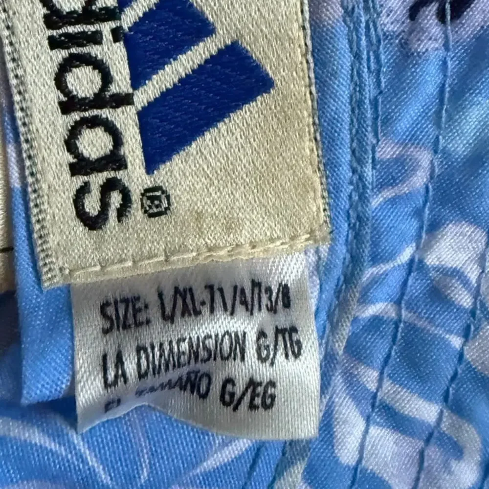 Adidas Blue Floral Bucket Hat Size L 7 1/4 7 3/8 Spring Casual 90s